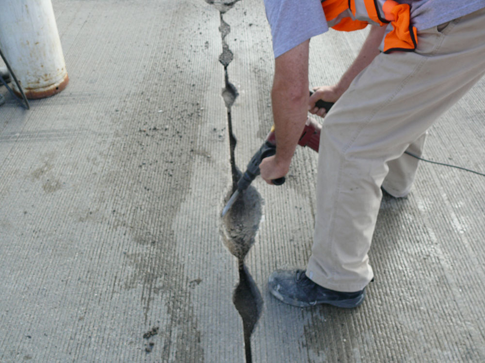 Road damaged being fixed